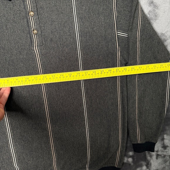 Knights Sportswear Polo Sweater Mens L Grey Striped Long Sleeve Knit Pullover - Picture 4 of 6